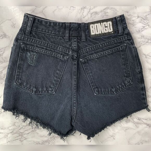 Bongo Vintage Black Custom Distressed Cutoff Denim Jean Shorts 7 - Picture 3 of 5